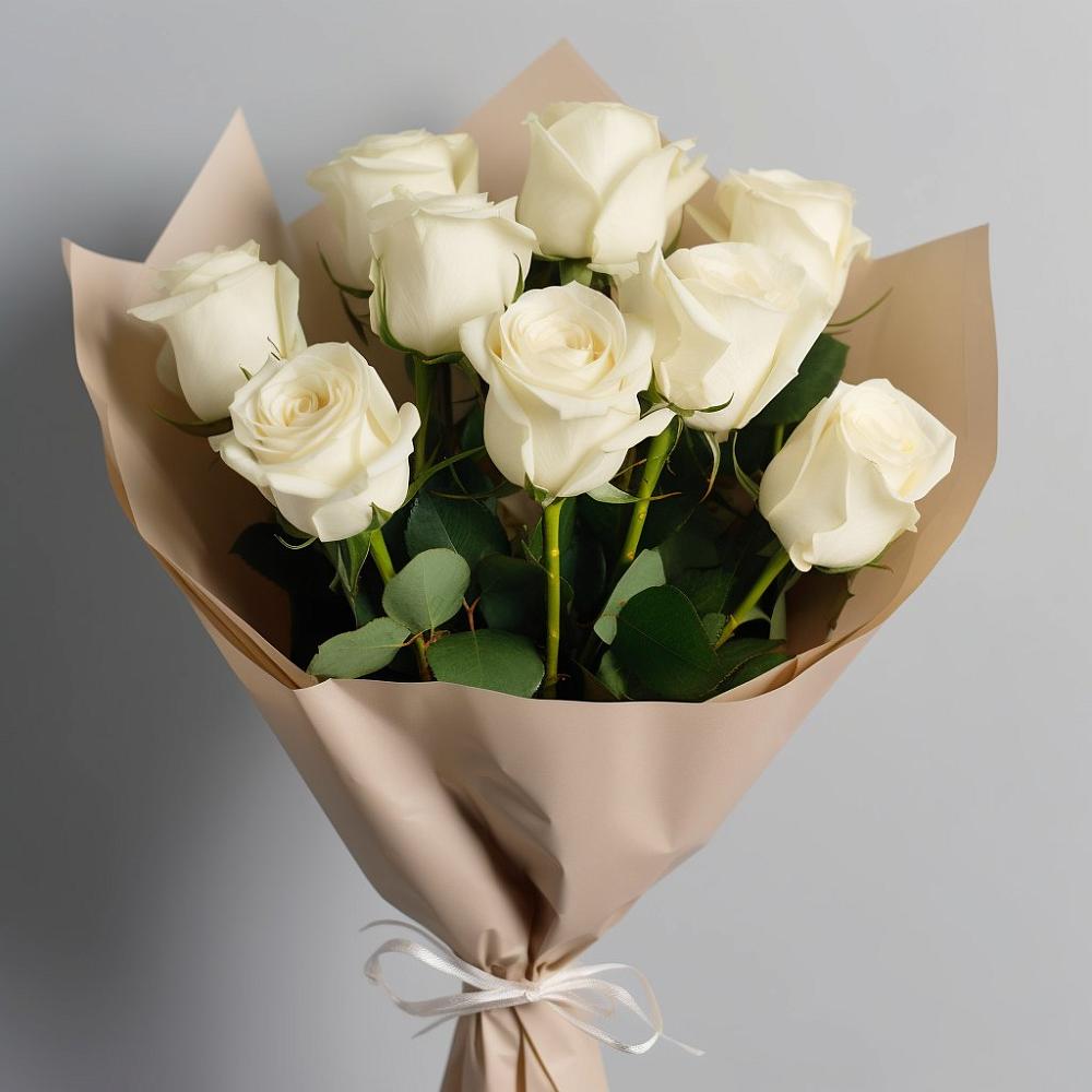 9 Белых роз Эдлесс Лав в Санамере Букет 9 Белых роз Эдлесс Лав в Санамере