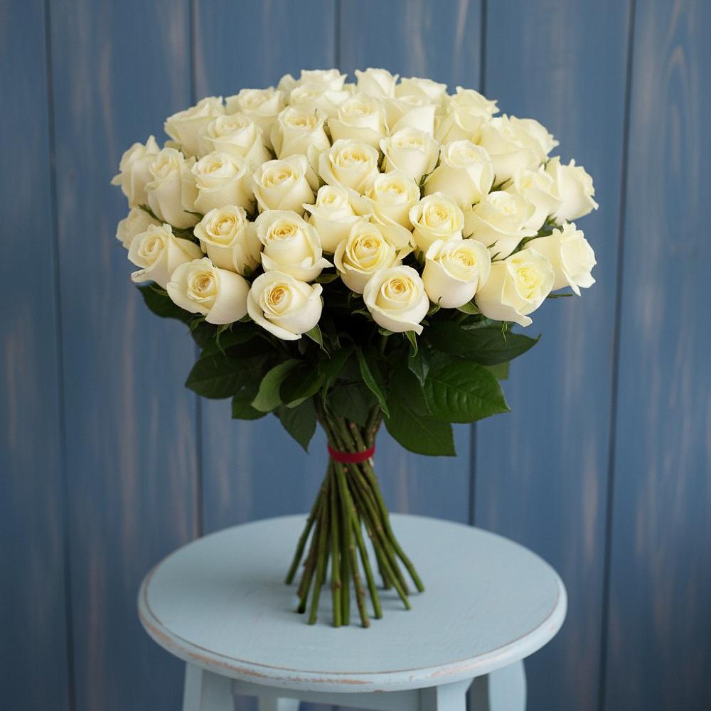 51 Белая роза Эдлесс Лав в Санамере Букет 51 Белая роза Эдлесс Лав в Санамере