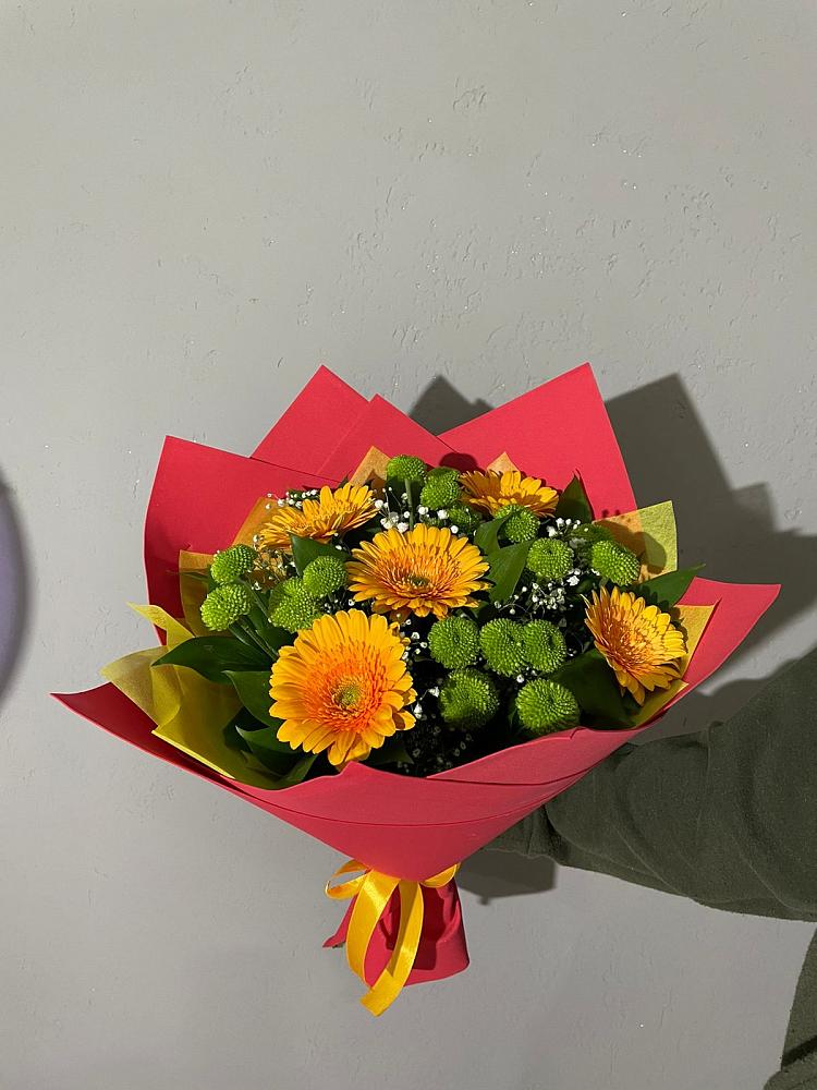 Букет восход солнца в Санамере Букет цветов из: Герберы и Хризантемы в Санамере