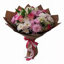Букет Розовое очарование в Санамере Букет цветов из:  Хризантемы, Альстромерии и Розы в Санамере
