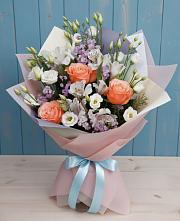 Букет Утренняя свежесть #REPLACE_PRED# Санамере Букет цветов из:  Лизиантусы, Розы, Альстромерии и Гипсофила #REPLACE_PRED# Санамере