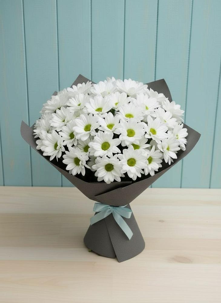 Букет белые хризантемы в Санамере Букет цветов из: Хризантемы в Санамере