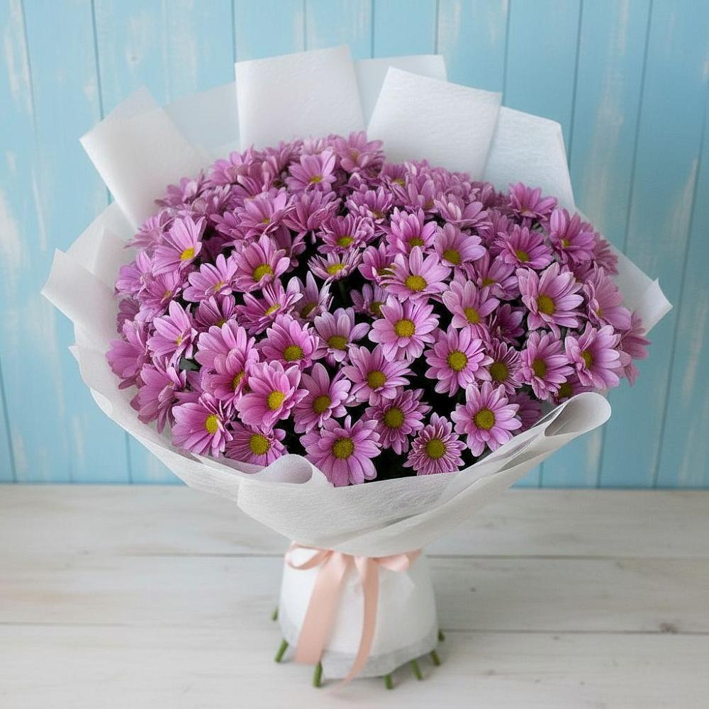 Букет сиреневая охапка в Санамере Букет цветов из: Хризантемы в Санамере