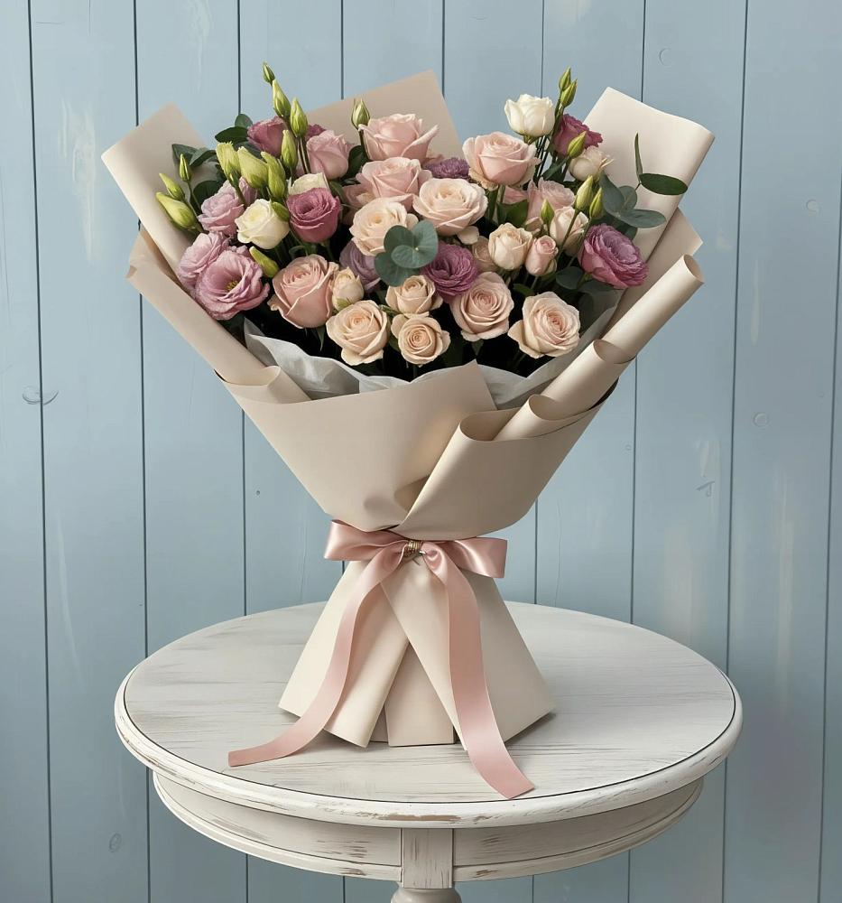 Букет бодрость в Санамере Букет цветов из: Розы и Лизиантусы в Санамере