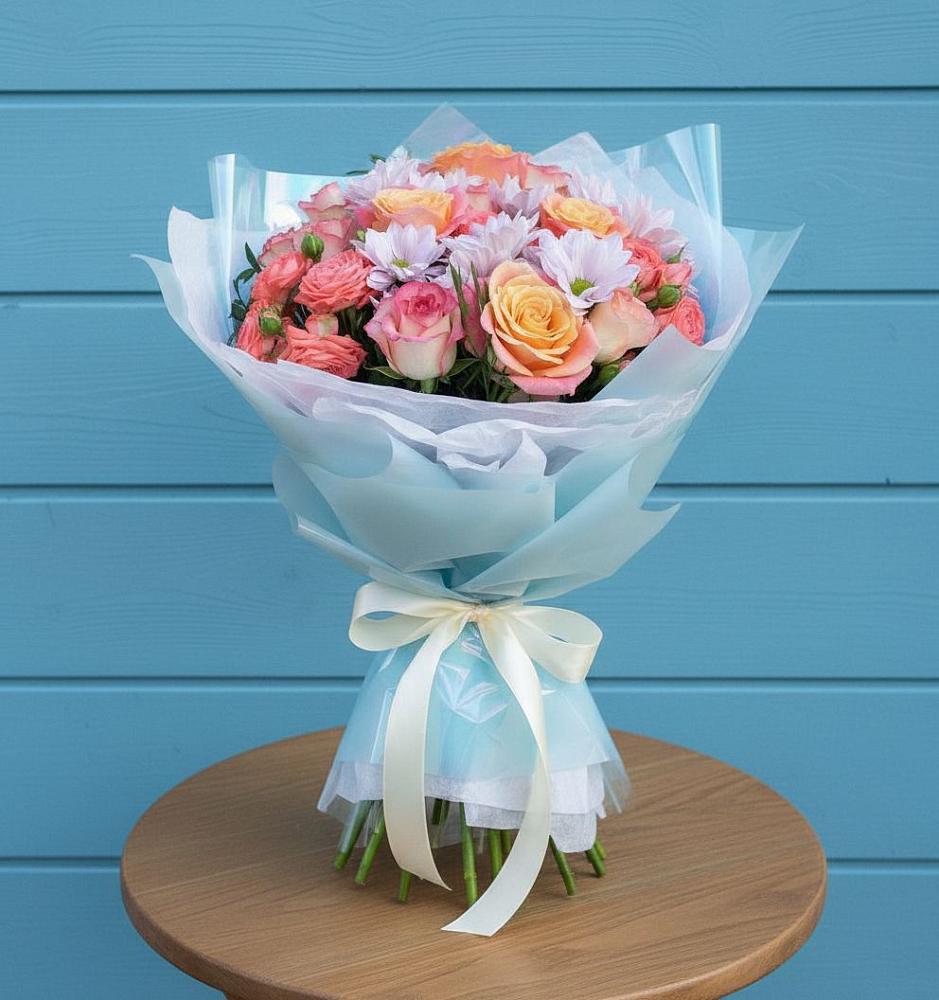 Букет цветов из: Хризантемы и Розы в Санамере