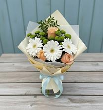 Букет герберы и розы в Санамере Букет цветов из:  Герберы, Розы и Хризантемы в Санамере