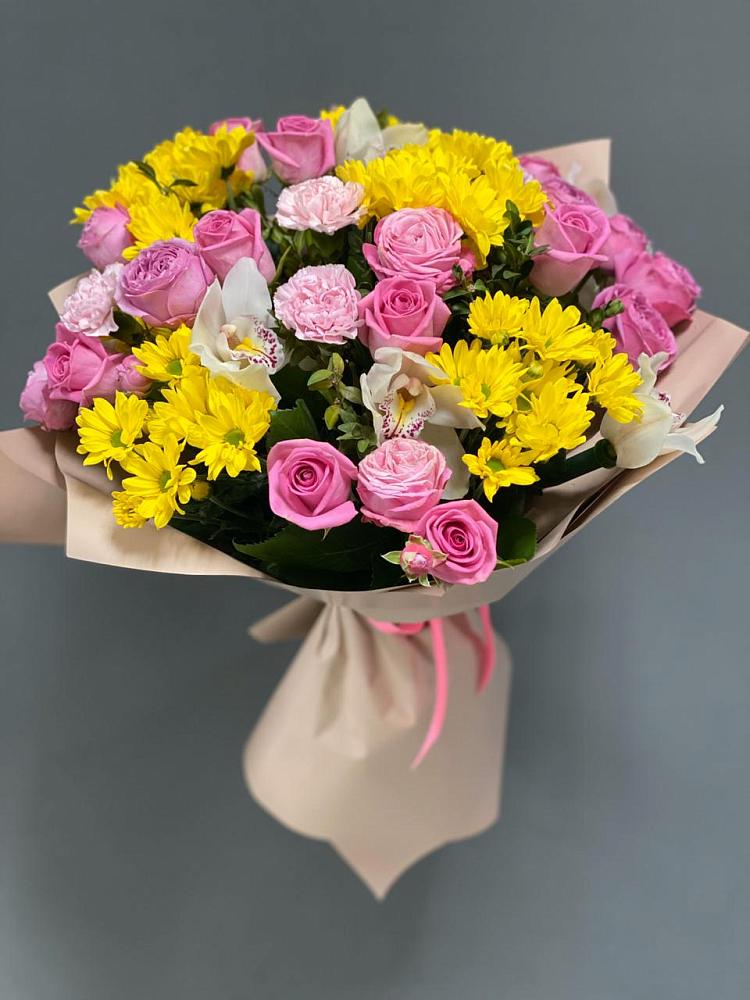 Букет ароматный луг в Санамере Букет цветов из: Гвоздики, Герберы, Хризантемы и Розы в Санамере